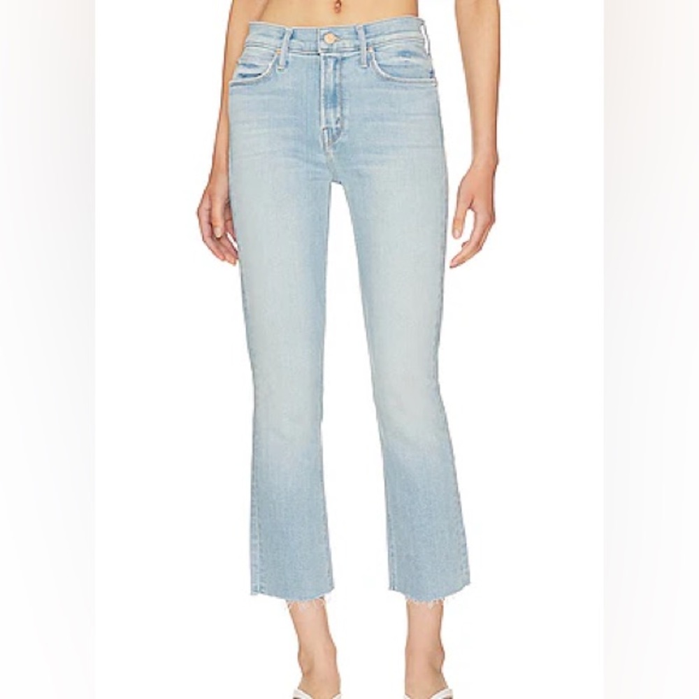MOTHER mid-rise dazzler crop fray